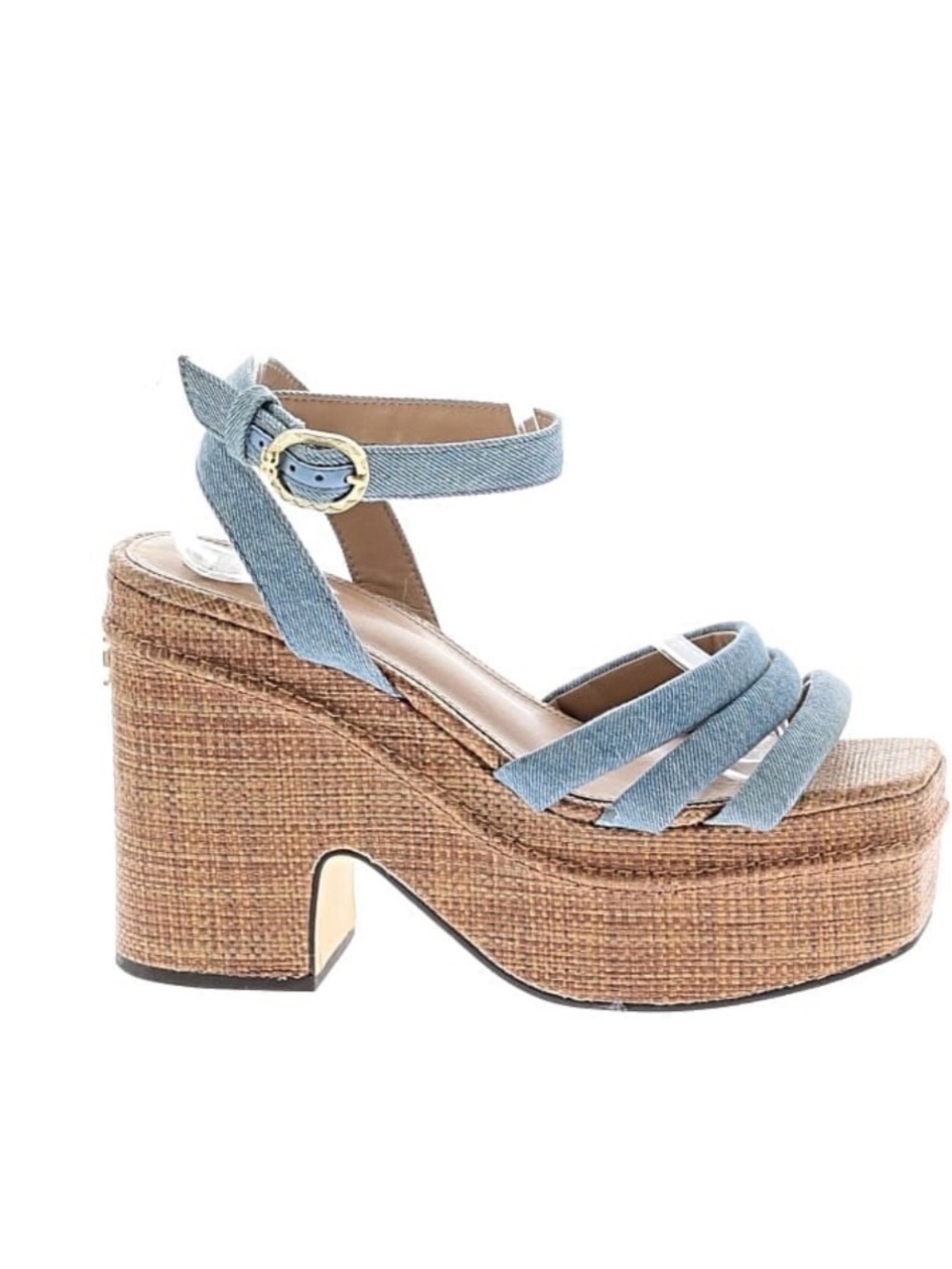 Sam Edelman Denim Blue Platform Sandal with Ankle Strap
